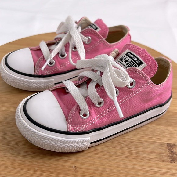 Converse ALL-STAR Pink Low Tops Lace Up Sneakers Girls Size 7 Toddler/Baby - Picture 3 of 10